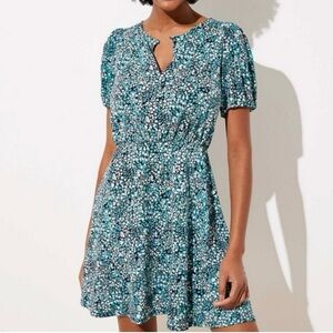 LOFT Floral Jersey Knit Wildflower Puff Sleeve Fit & Flare Dress—SZ. 18